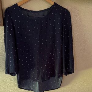 Navy Blue Polka Dot Women's Top